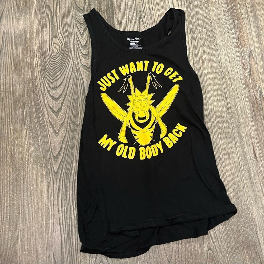 Rick and Morty Wasp Rick Graphic Tank Top Pullover Regular Fit Black Size Large - Picture 1 of 4